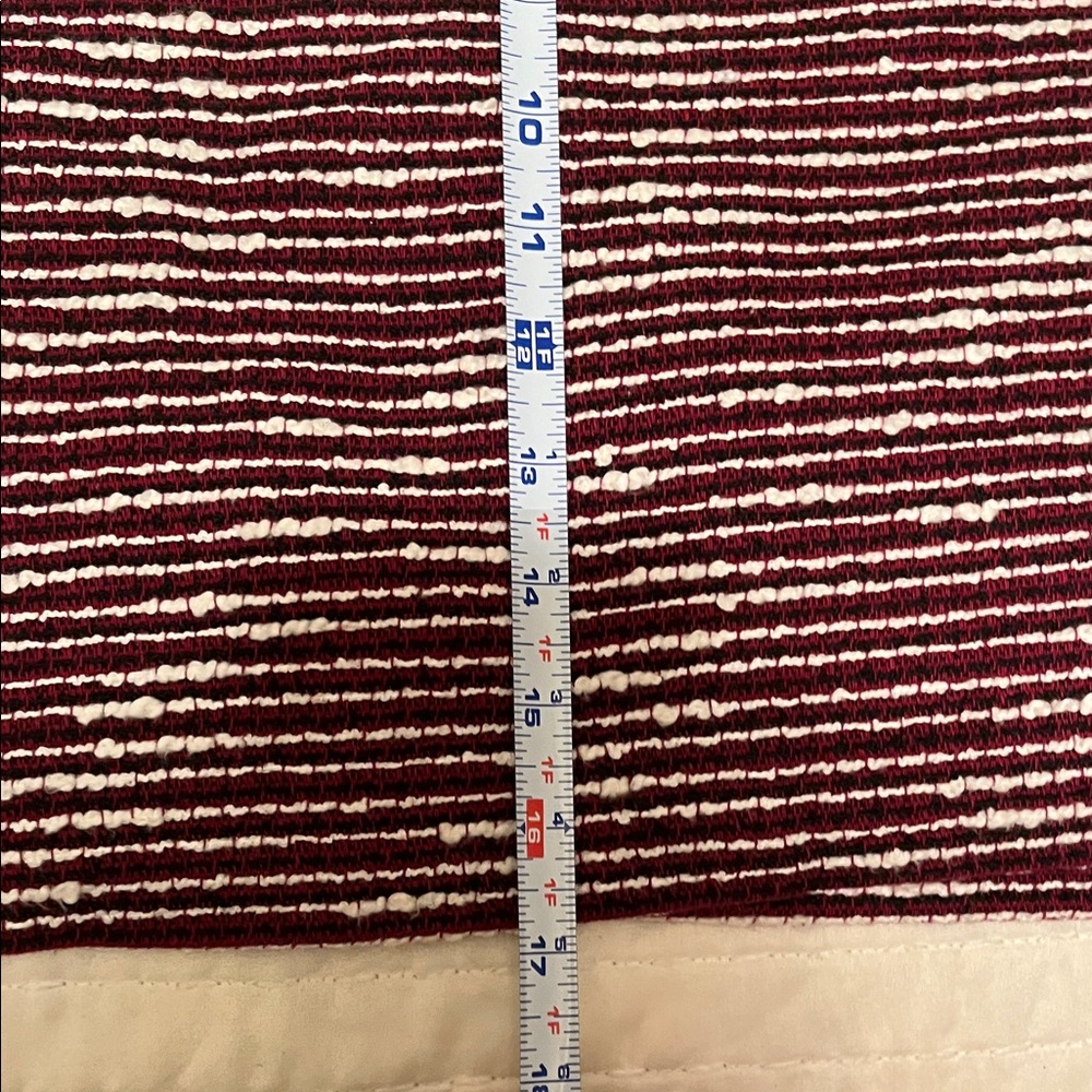 LOFT Tweed Striped M Burgundy & White Boucle Mini Pencil Skirt Sz 8P Ann Taylor - Picture 13 of 14